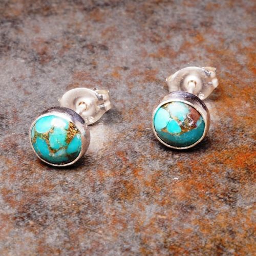 Handmade sterling silver copper turquoise studs prize giveaway